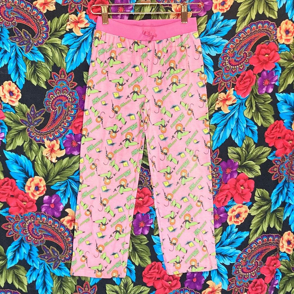 GIRL'S KIM POSSIBLE PAJAMA PANTS Y2K 2000's GIRL'S SIZE 6/6X BOTTOMS FABRIC DIY